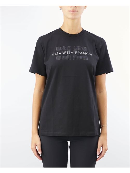 Jersey T-shirt with logo rhinestones Elisabetta Franchi ELISABETTA FRANCHI | T-shirt | MA00346E2110